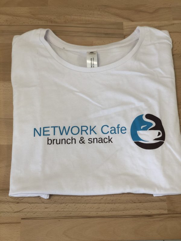 Dámske a pánske tričko NETWORK Cafe, biele a hnedé